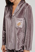 Оксамитова піжама штани сорочка, фото 3