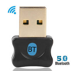 Адаптер Bluetooth Digital USB Dongle v5.0 (заокруглений, чорний) (код 110464)