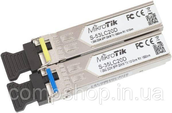 Модуль Mikrotik SFP module S-3553LC20D (Pair of SFP modules, S-35LC20D (1.25G SM 20km T1310nm/R1550nm, Single