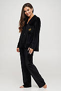 Чорна оксамитова піжама штани сорочка, фото 2