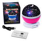 Нічник-проектор зоряного неба Star Master у формі КУЛІ з шнуром USB / Дитячий світильник Рожевий, фото 3