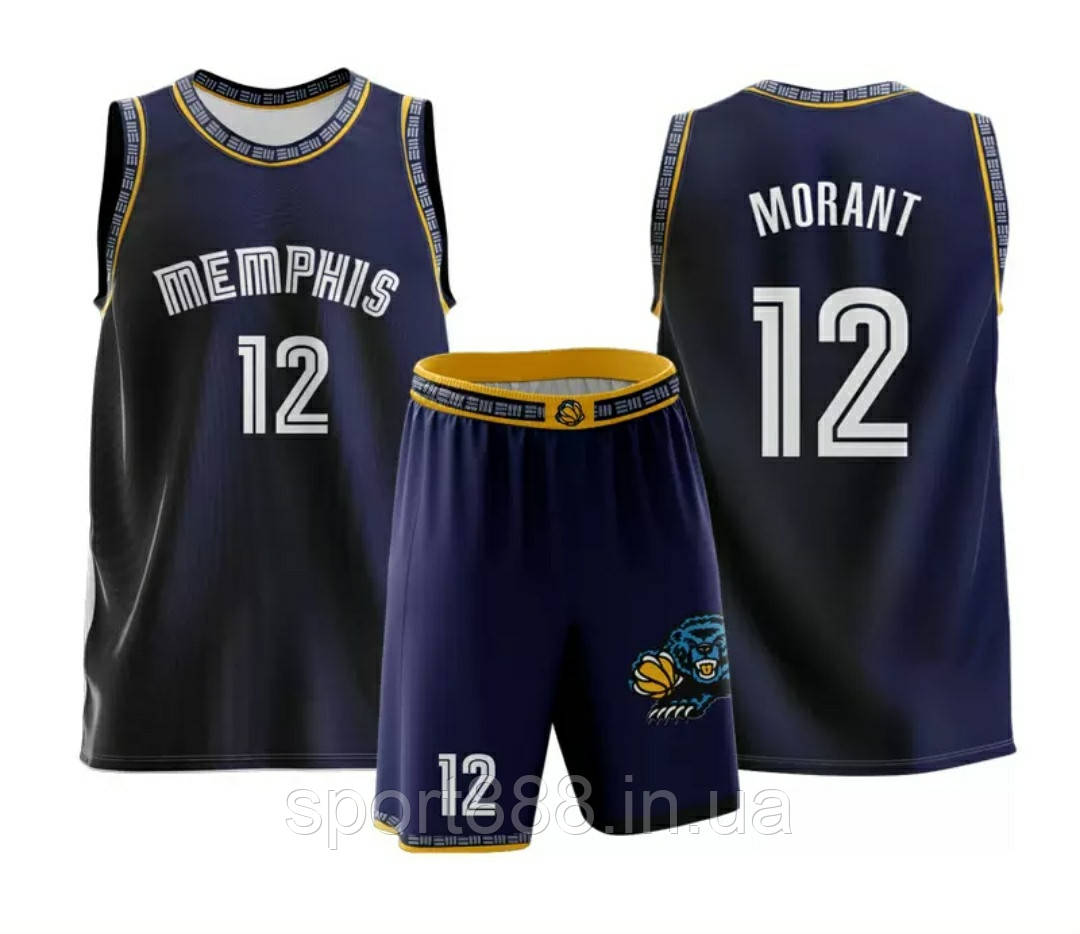 Синя баскетбольна форма Морант 12 Мемфіс Гриззліс Morant Memphis Grizzlies комплект
