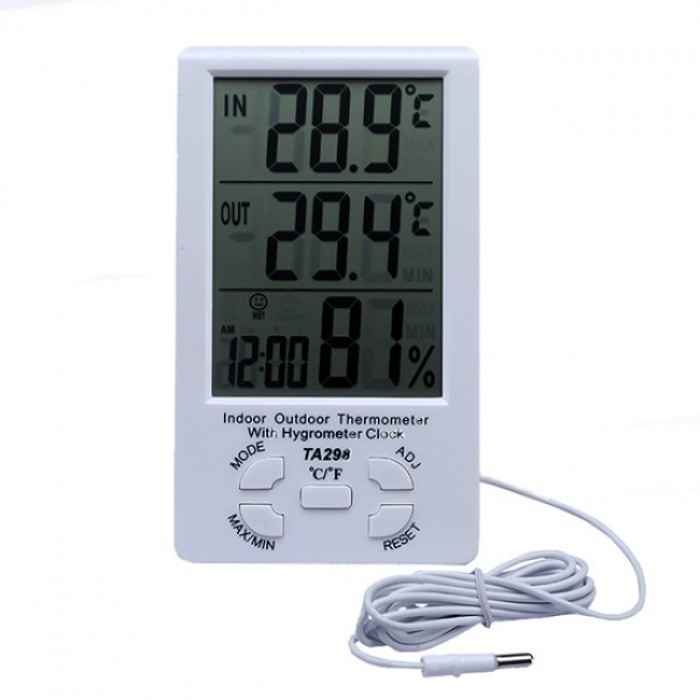 Метеостанция Термометр Гигрометр TA298 с часами и выносным датчиком - фото 1 - id-p1526579643