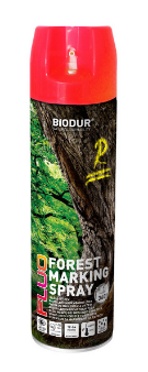 Флуоресцентна аерозольна фарба для маркування лісу Biodur Forest Marking Spray 500мл, фото 1