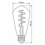 LED-лампа VIDEX Filament ST64FGD 4W E27 2100 K димерна графіт, фото 3