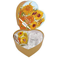 Подарунковий набір Carmani, кружки 2 шт в серці Ван Гог «Соняшники» (280мл)