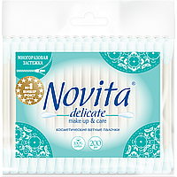 Палочки ватные в полиэтиленовом пакете NOVITA Delicate 200шт, арт. 41202440