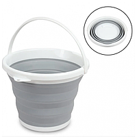 Ведро 10 литров туристическое складное Collapsible Bucket Серый