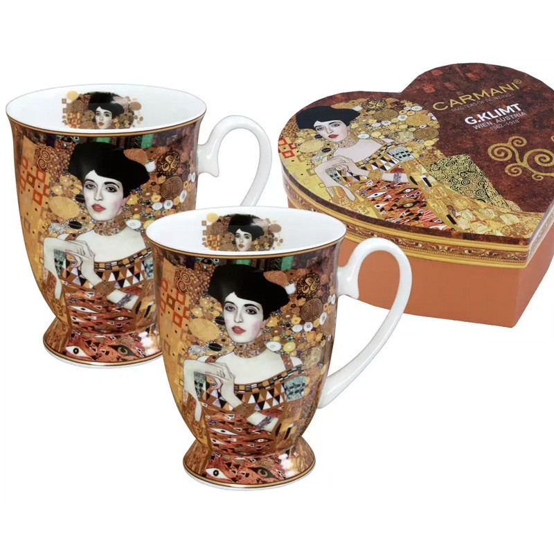 Подарунковий набір Carmani, кружки 2 шт у серці Г.Клімт Адель, 350 мл (532-0805), фото 1