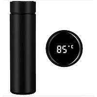 Бутылка термос с индикацией температуры для воды напитков стальной 500 мл Smart CUP Чёрный