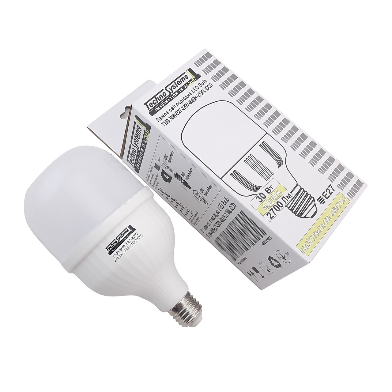 Лампа світлодіодна LED Bulb-T100-30W-E27-220V-4000K-2700L ICCD TNSy, фото 1