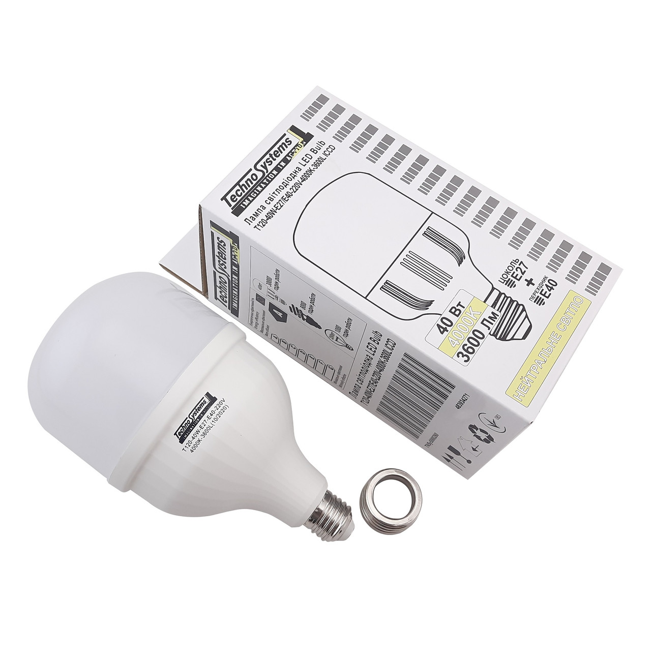 Лампа світлодіодна LED Bulb-T120-40W-E27-Е40-220V-4000K-3600L ICCD, фото 1