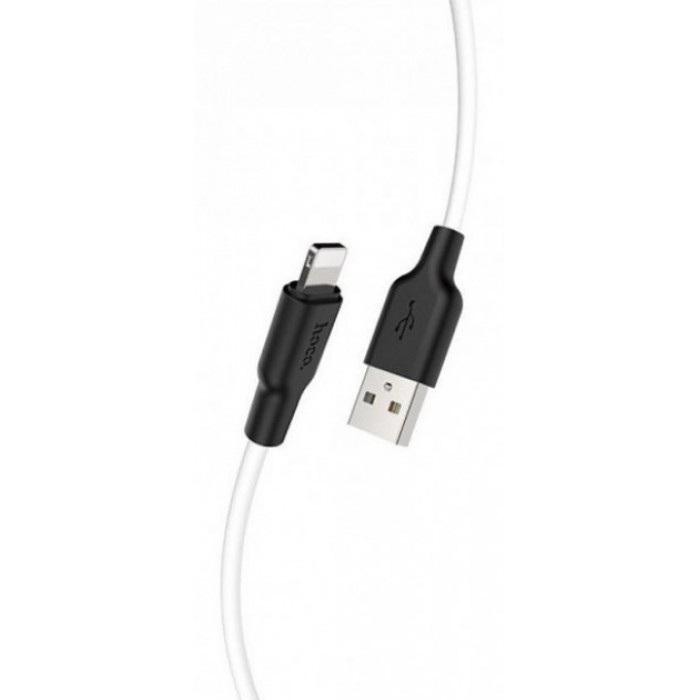 USB Кабель для Iphone HOCO X21 Plus "Silicone" lightning 1М черно-белый - фото 2 - id-p1526581154