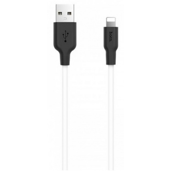 USB Кабель для Iphone HOCO X21 Plus "Silicone" lightning 1М черно-белый - фото 3 - id-p1526581154