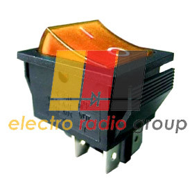 Перемикач широкий з підсвічуванням KCD-4, ON-OFF, 4pin, 15A, жовтий