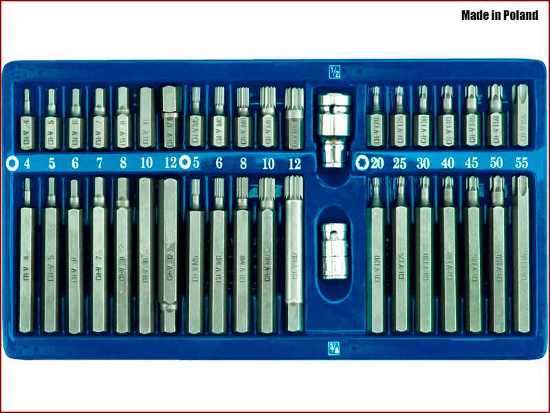 Набір біт Torx, Spline, Нех у пластиковому кейсі Vorel 66400