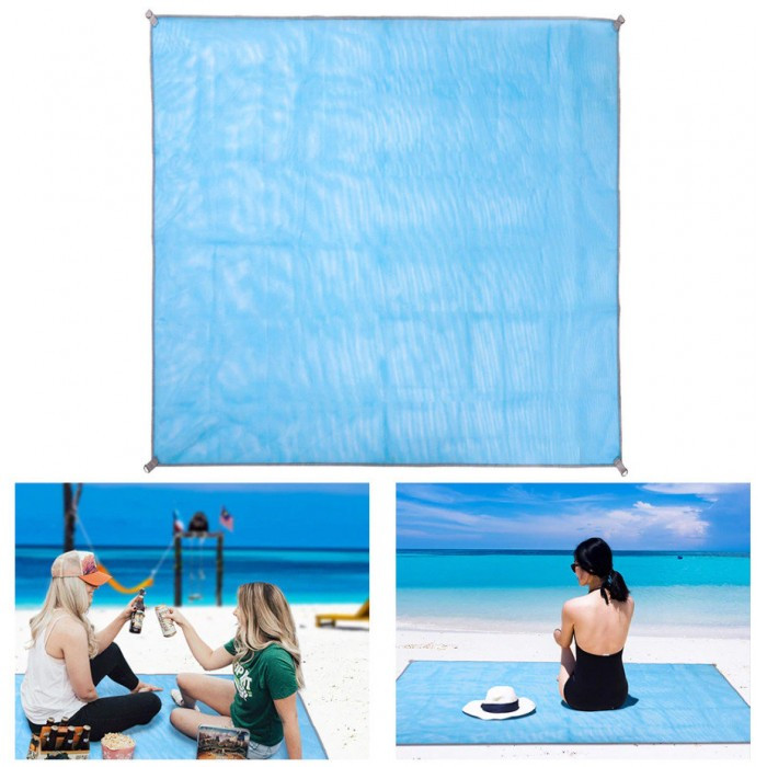 Коврик-подстилка для пикника или моря анти-песок Sand Free Mat 200x200 см Голубой - фото 1 - id-p1526578086