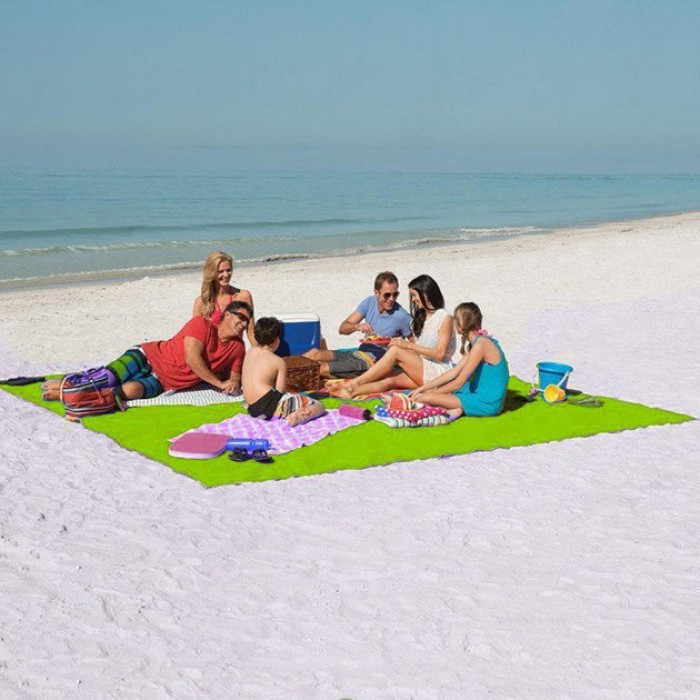 Коврик-подстилка для пикника или моря анти-песок Sand Free Mat 200x200 см Зелёный - фото 7 - id-p1526578087