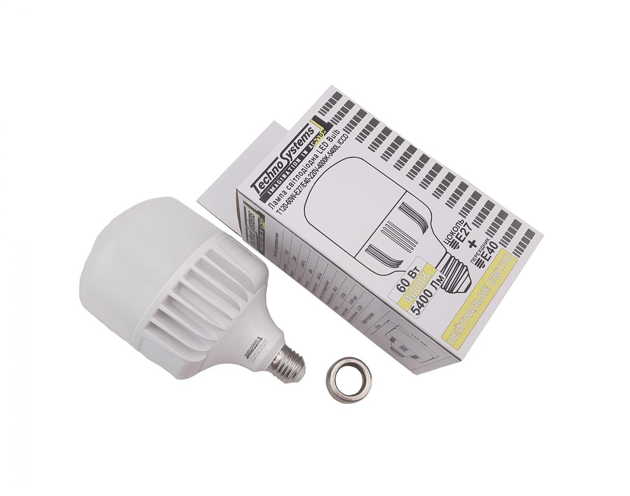 Лампа світлодіодна LED Bulb T120-60W-E27/E40-220V-4000K-5400L ICCD TNSy, фото 1