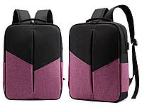 Рюкзак противоударный для ноутбука 15,6" с usb Черный с розовым ( код: IBN008BP )