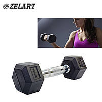 Гантель шестигранная обрезиненная Zelart 5159-2 гантели для фитнеса 2 кг, маленькие гантели для спорта (GA)
