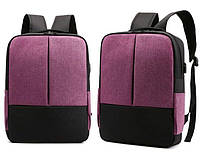 Рюкзак противоударный для ноутбука 15,6" с usb, черный с фиолетовым ( код: IBN020BP )