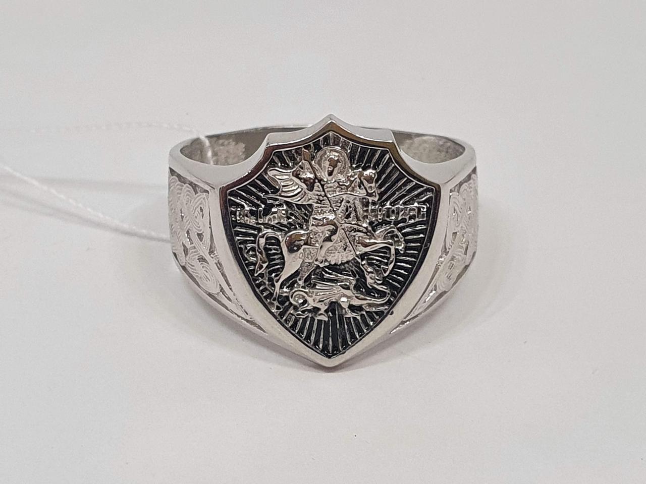 Срібна чоловіча  каблучка Переможець з емаллю. Артикул 60018Р 22,5