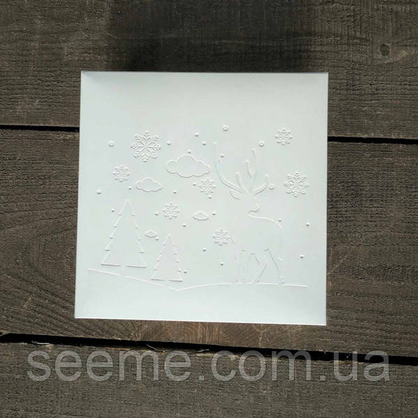 Коробка святкова з тисненням 200х200х50 мм., фото 1