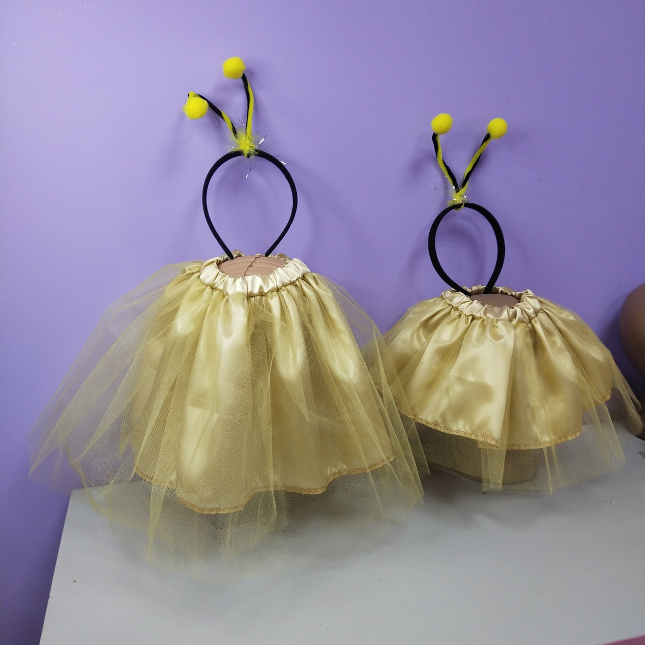 Костюм Бджілка новорічний 2-8 років спідниця фатинова та обруч золотий колір 1 шт, фото 1