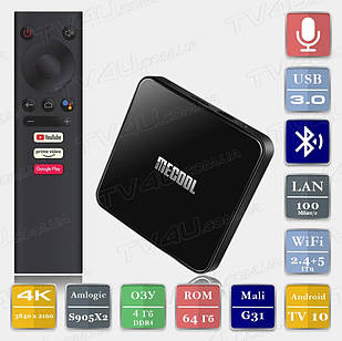 Смарт ТВ приставка Mecool KM3 4/64 Гб Android TV 10 Smart TV Box Андроїд ТВ бокс