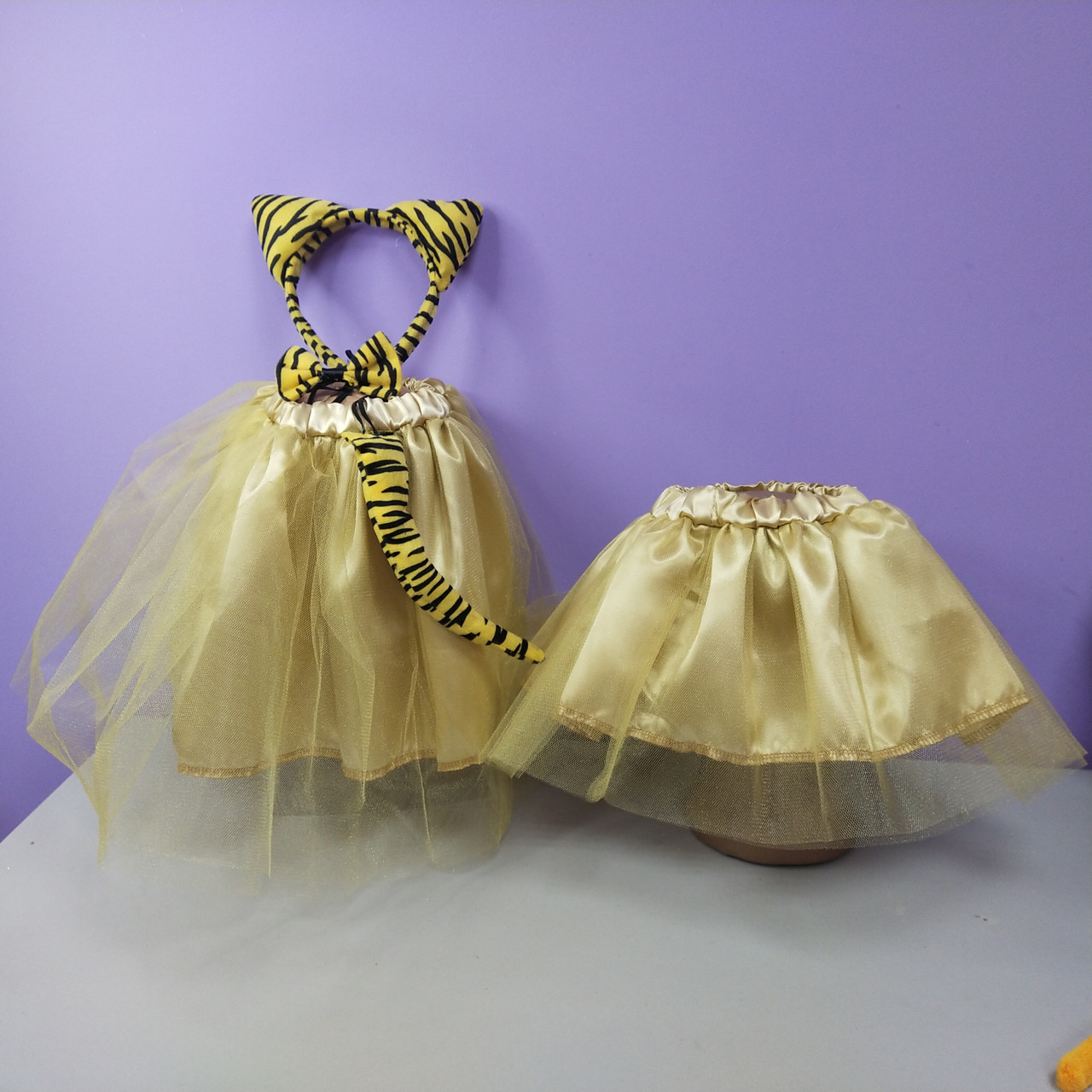 Костюм тигра новорічний 2-8 років спідниця фатинова та обруч золотий колір 1 шт тигреня, фото 1