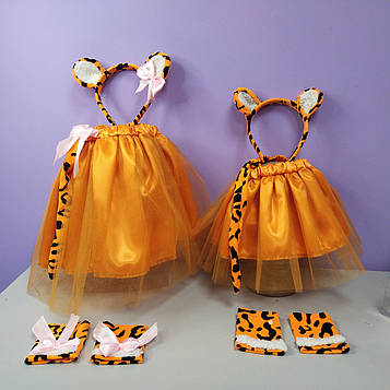 Костюм тигра новорічний 2-8 років спідниця фатинова та обруч помаранчевий колір 1 шт тигреня