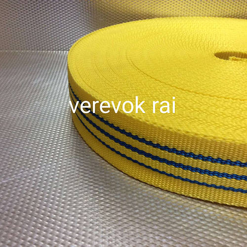 Купить Лента буксировочная 50 мм 50 м желтая с синими полосками, цена ...