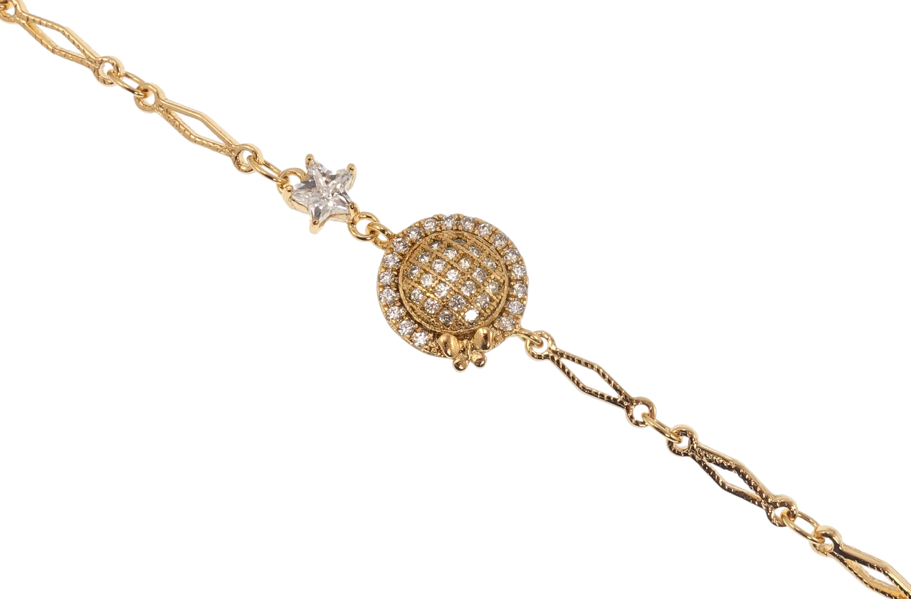 Браслет Xuping Позолота 18K "Кругла вставка із зіркою та метеликом" довжина 17см х 3мм