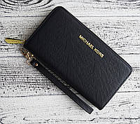 Женский черный клатч кошелек Michael Kors из эко-кожи, женский брендовый черный кошелек на молнии
