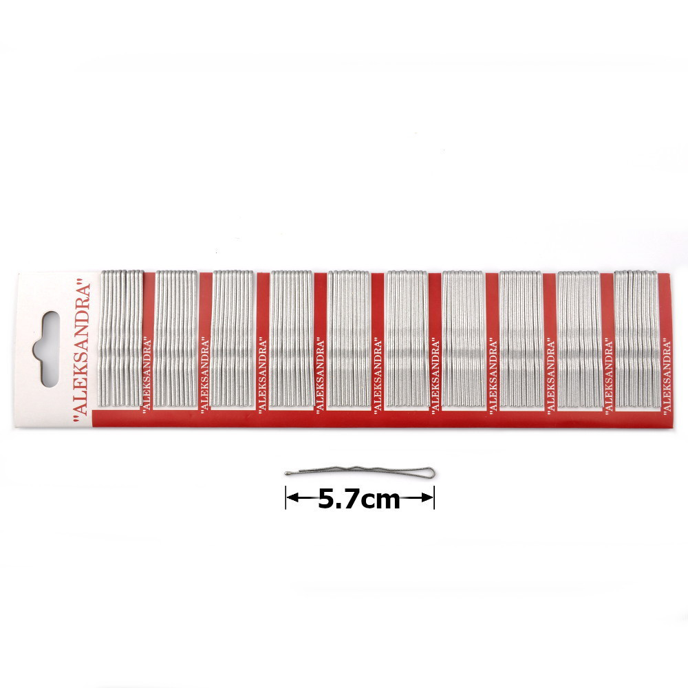 Невидимки для волосся сріблясті 5,7 см — набір 100 шт., фото 1