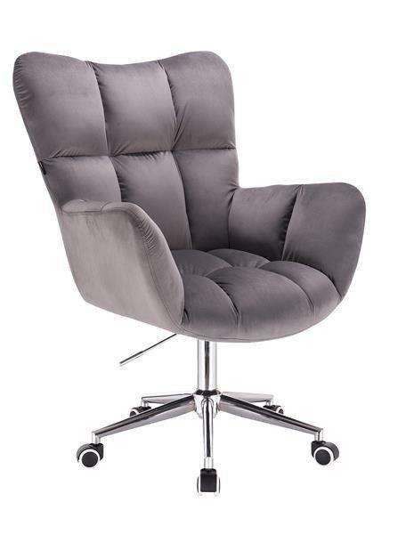Крісло HR650K сірий велюр хромована основа