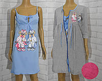 Комплект одежды для сна и отдыха для беременных: залат 3/4 рукав под пояс+ночная рубашка, хлопок, Оченаш