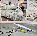 Сатиновий комплект постільної білизни високої якості Євро розмір Колір Мятний, фото 2