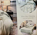 Сатиновий комплект постільної білизни високої якості Євро розмір Колір Мятний, фото 6