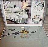 Сатиновий комплект постільної білизни високої якості Євро розмір Колір Мятний, фото 7