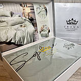 Сатиновий комплект постільної білизни високої якості Євро розмір Колір Мятний, фото 3