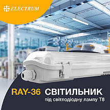 Світильник (корпус) для світлодіодних ламп ELECTRUM 1,2 м RAY-36 IP 65 (B-LW-1508), фото 3