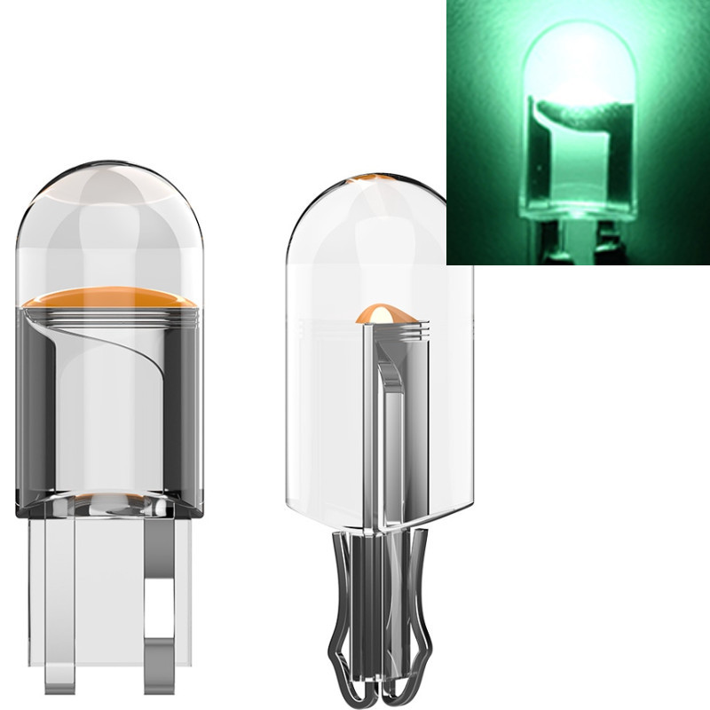 T10 W5W LED COB лампочка автомобільна світлодіодна - зелений колір