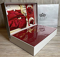 Сатиновый комплект постельного белья высокого качества Евро размер Цвет Красный