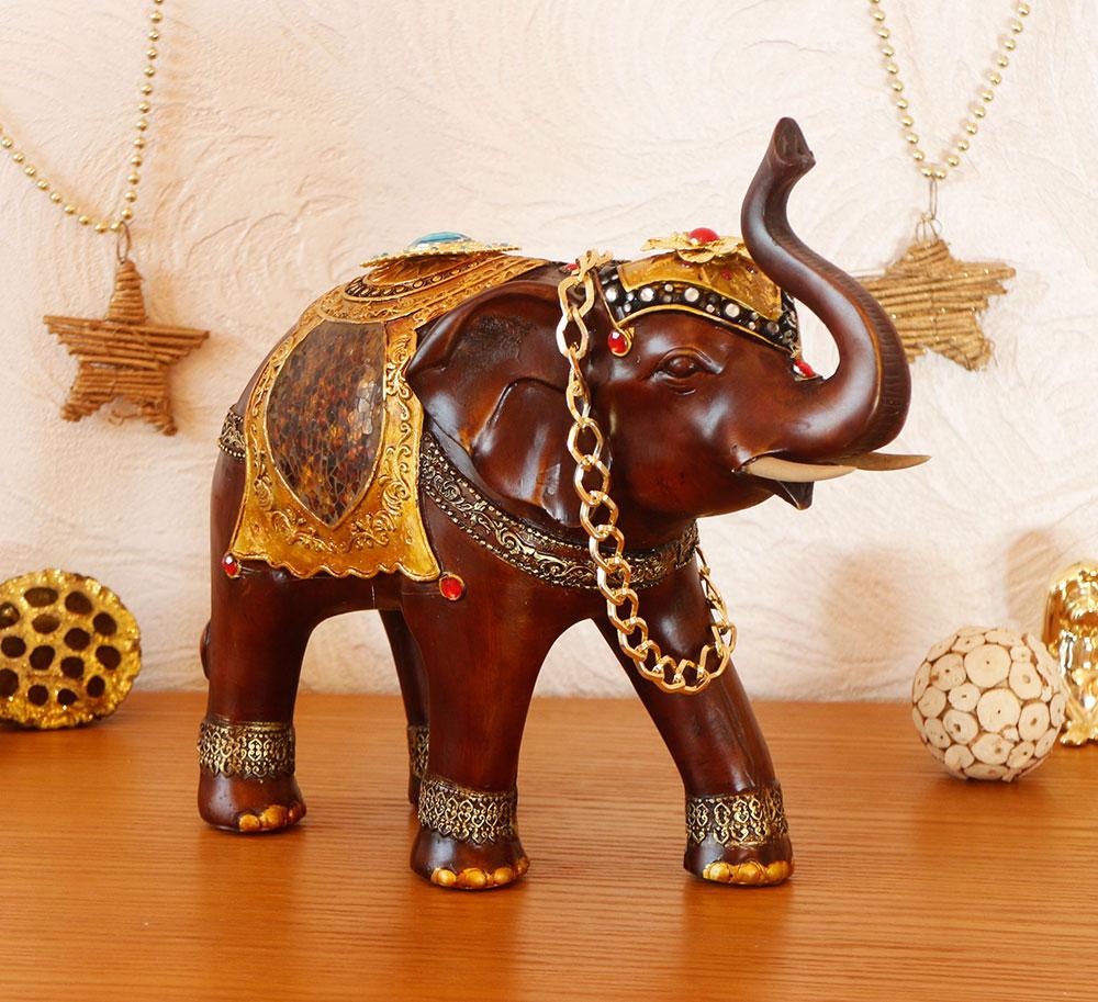 Статуетка Слонік із золотим ланцюжком 30 см Гранд Презент H2641-8G, фото 1