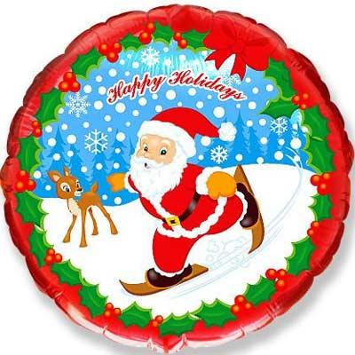 Коло фольговане 18" "Happy Holidays" Червоний фон