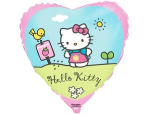 18" Серце фольговане "Hello Kitty" Кітті у саду