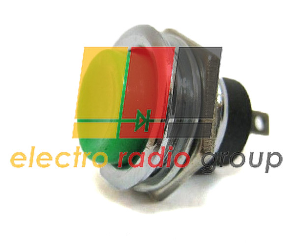 Кнопка велика PBS-26B без фіксації OFF-(ON), 2pin, 2А 250V, зелена