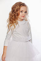 Ошатне дитяче плаття з пишною спідницею Lukas біле срібло